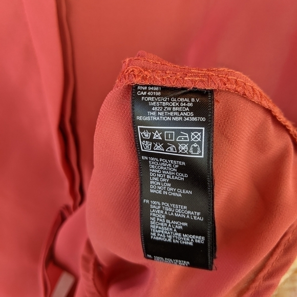 Forever 21 Watermelon /Orange Sheer Button Down Womens Small - Picture 5 of 9